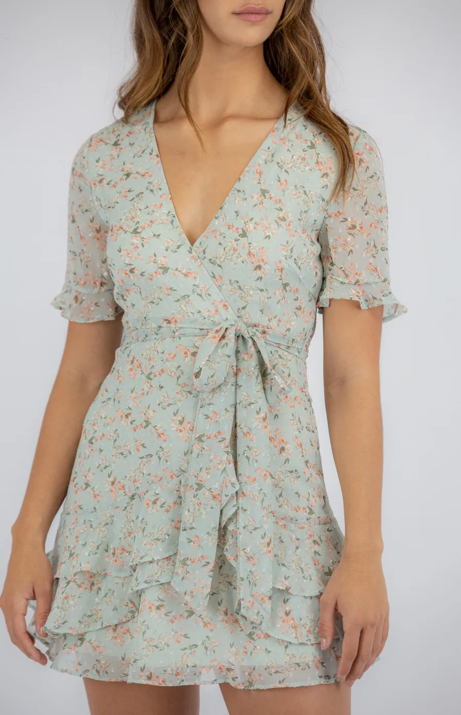 Textured Floral Dress with Frill Details (SDR775B)