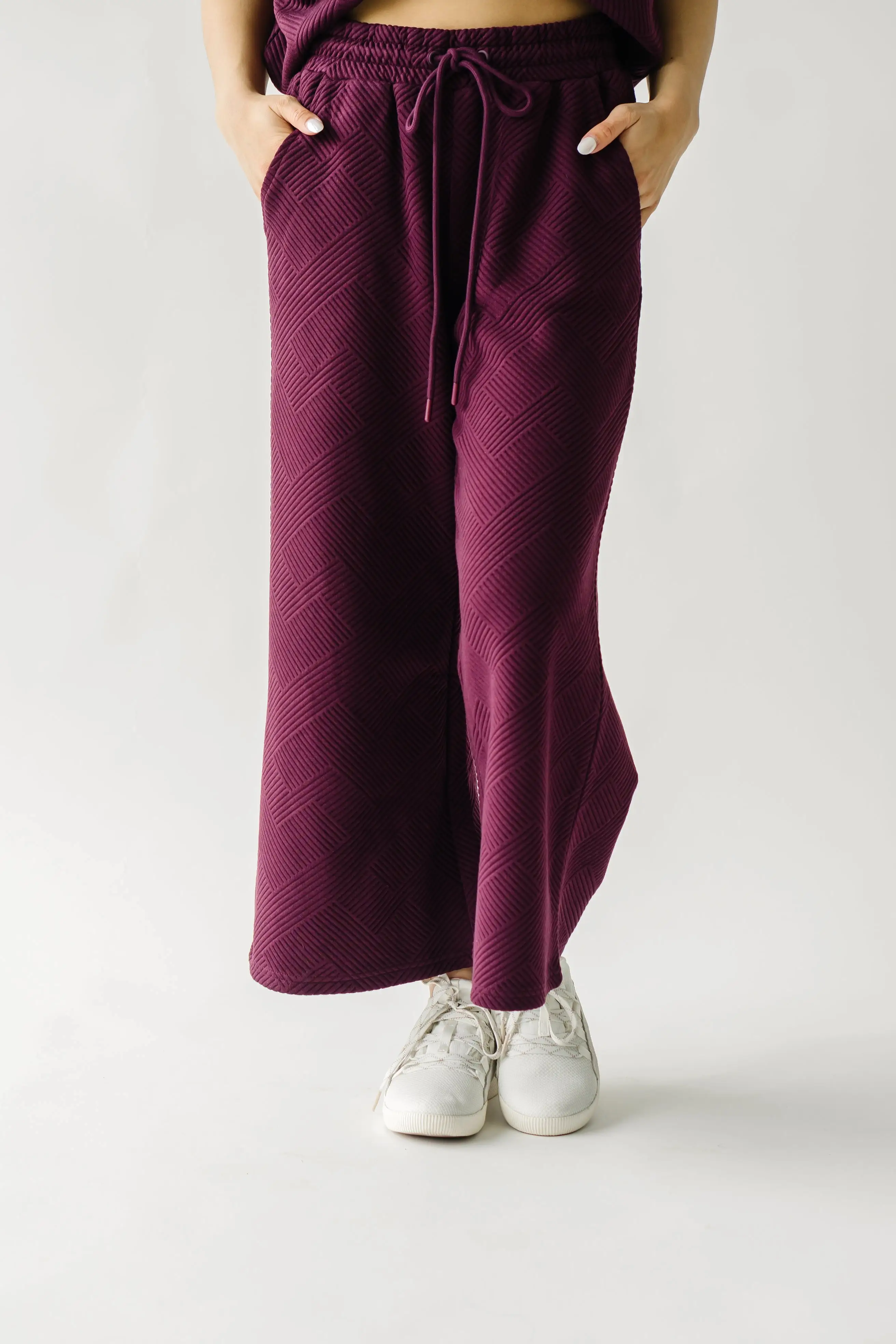 The Ronnie Textured Wide Leg Pant in Plum