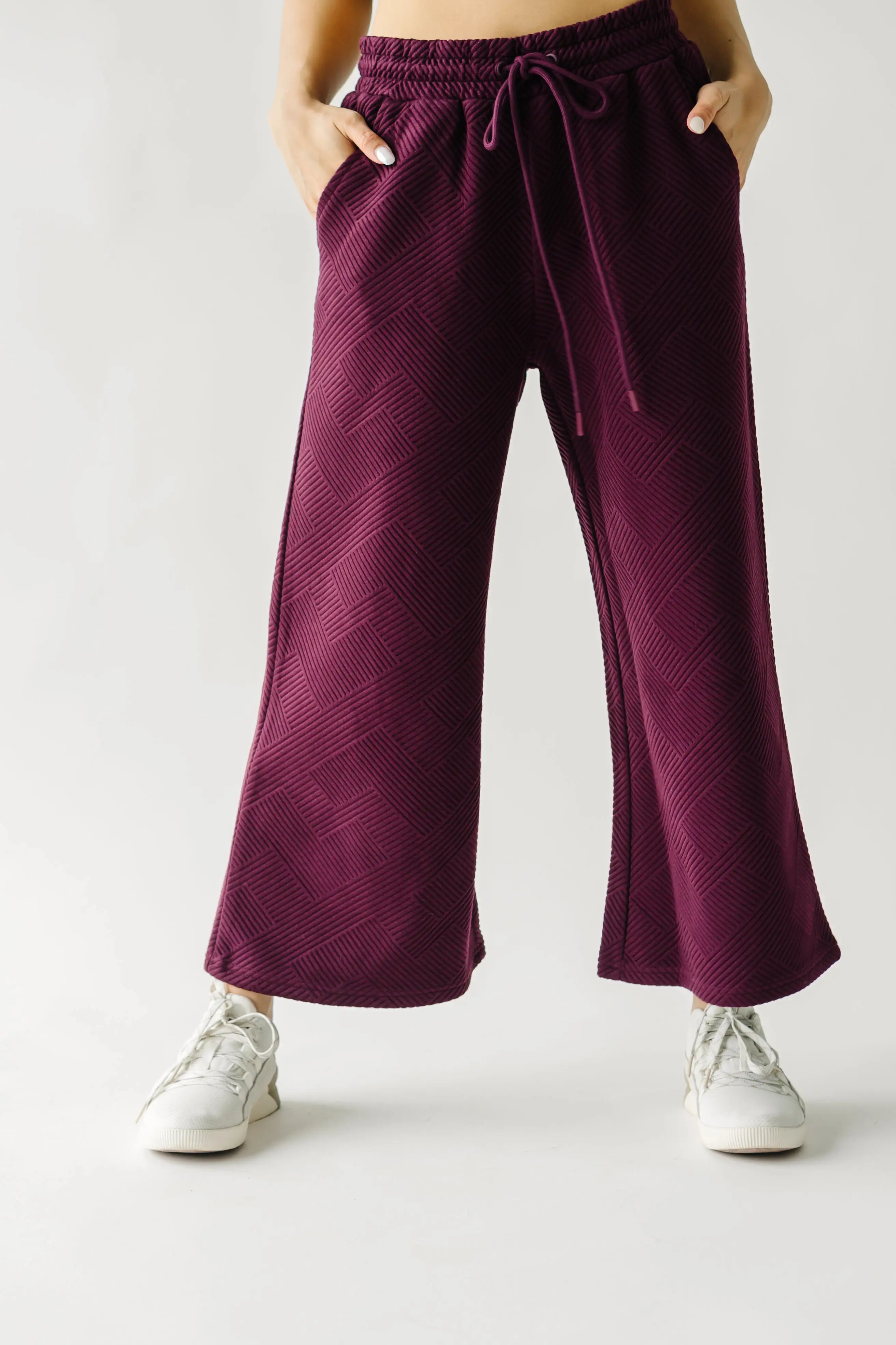 The Ronnie Textured Wide Leg Pant in Plum