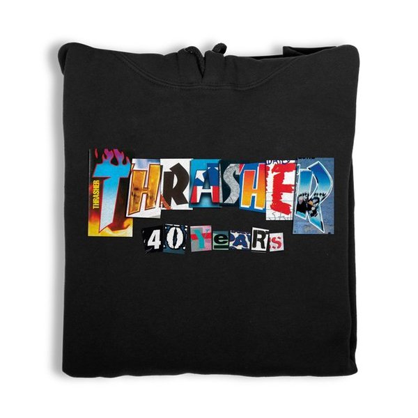 THRASHER SWEAT 40 YEARS HOOD BLACK