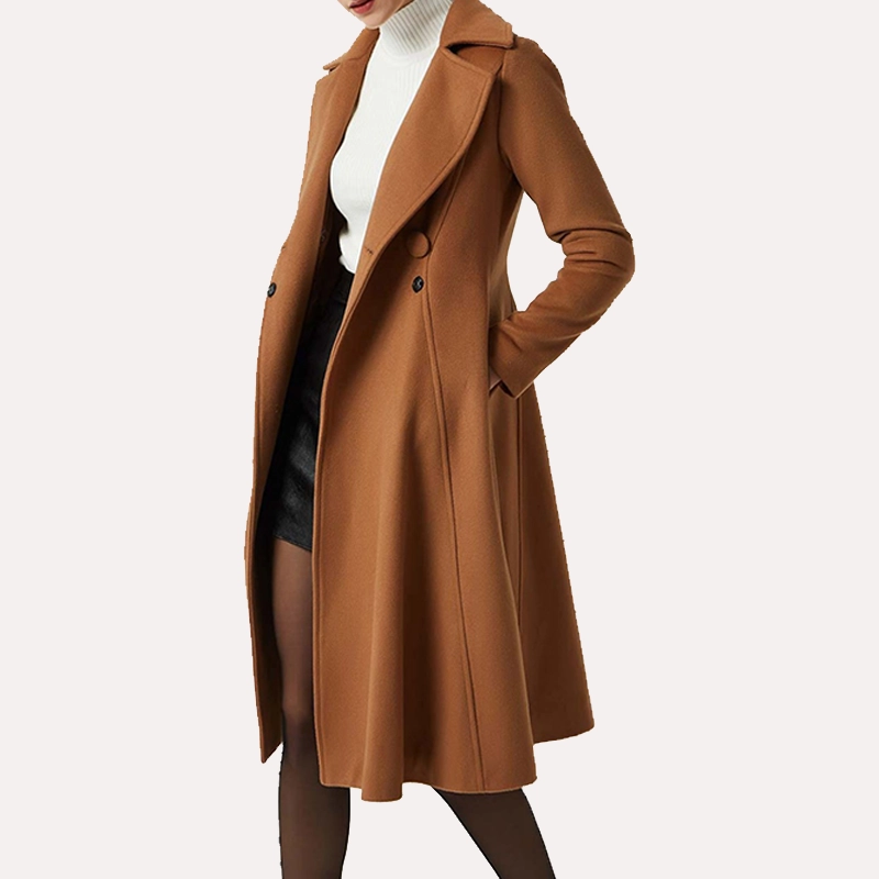 Trendy Brown Wool Trench Coat Women - Danezon