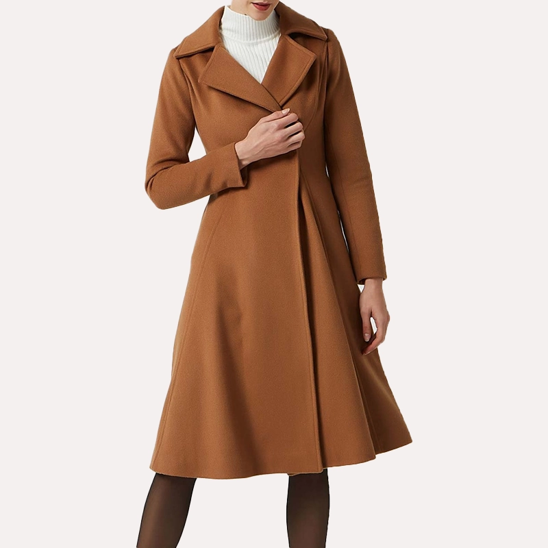 Trendy Brown Wool Trench Coat Women - Danezon