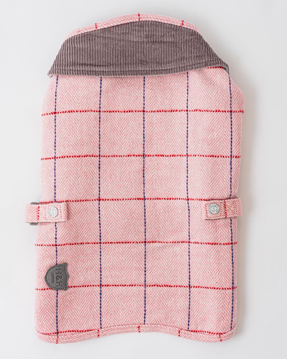 Tweed Fleece Dog Jacket - Pink Checked Herringbone