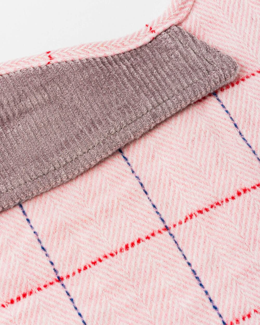 Tweed Fleece Dog Jacket - Pink Checked Herringbone