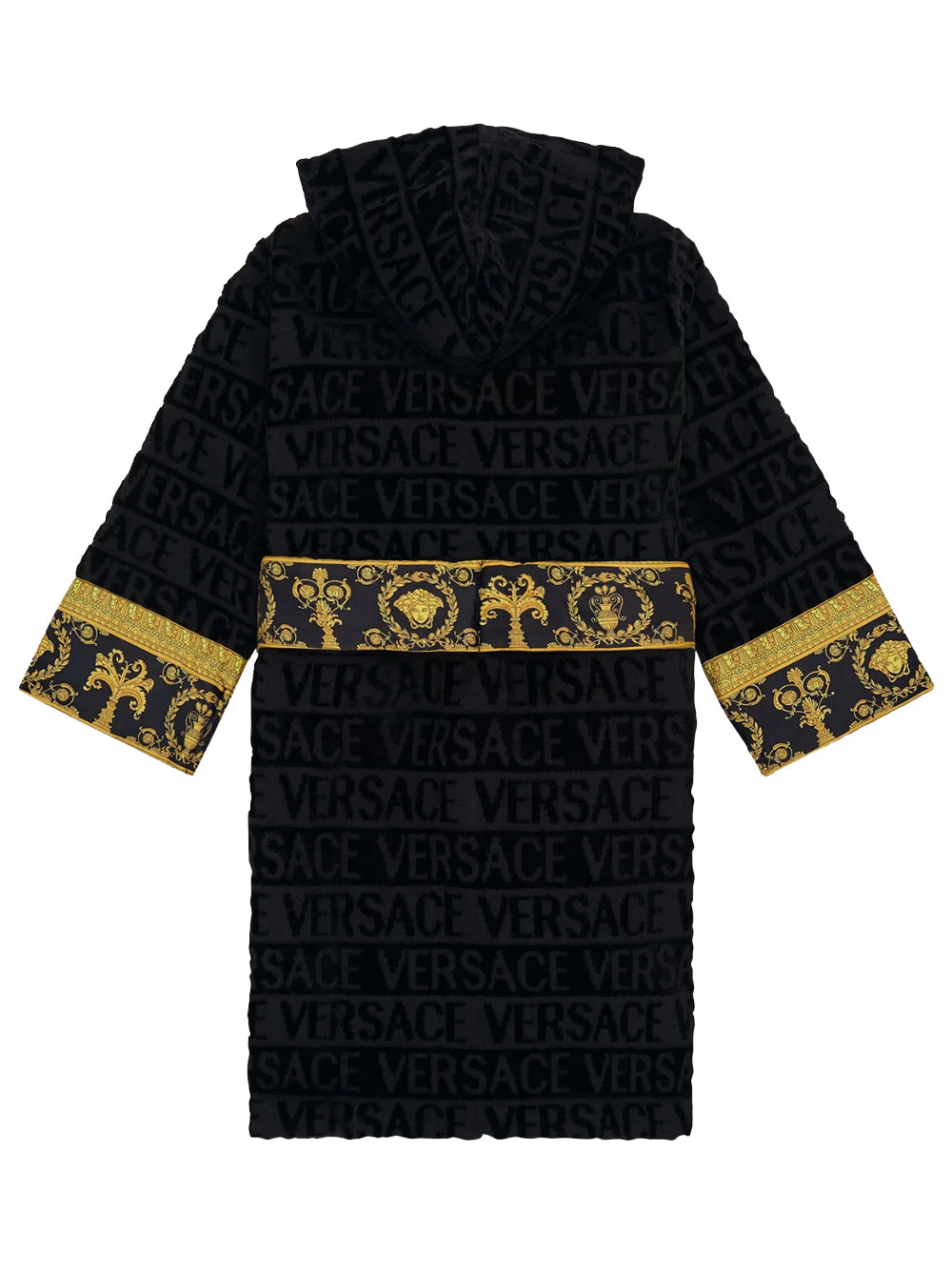 Versace Kids Belted Logo Monogram Hooded Robe