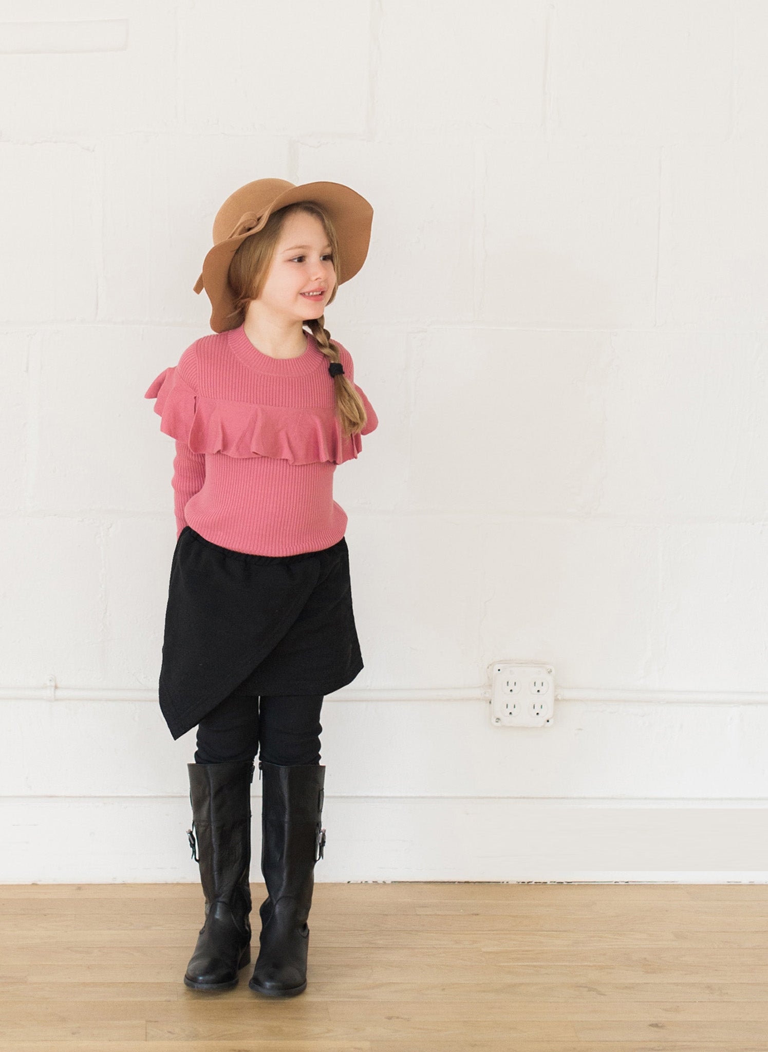 Vierra Rose Stella Ruffle Sweater in Pink