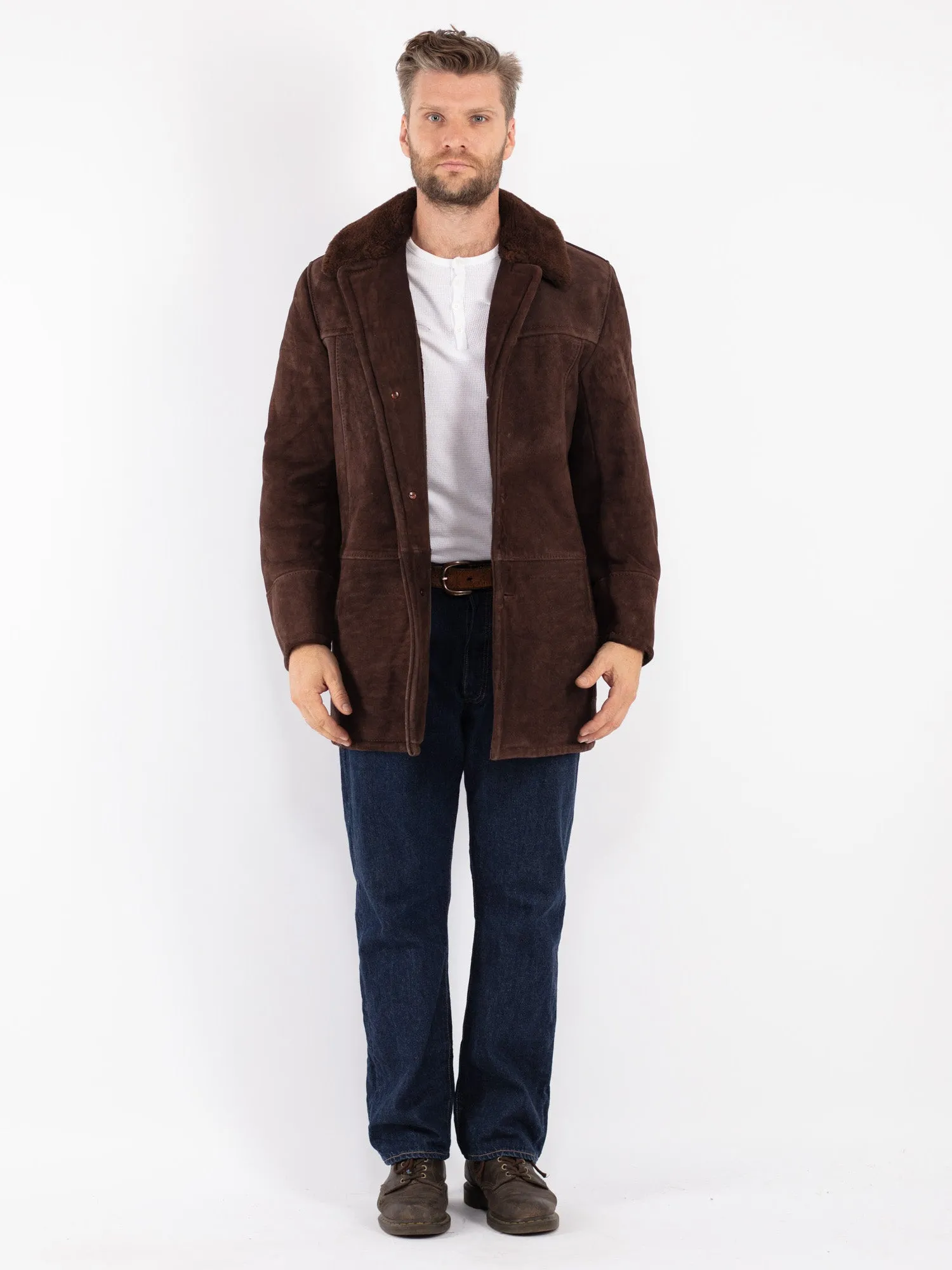 Vintage 70's Men Sheepskin Coat in Brown