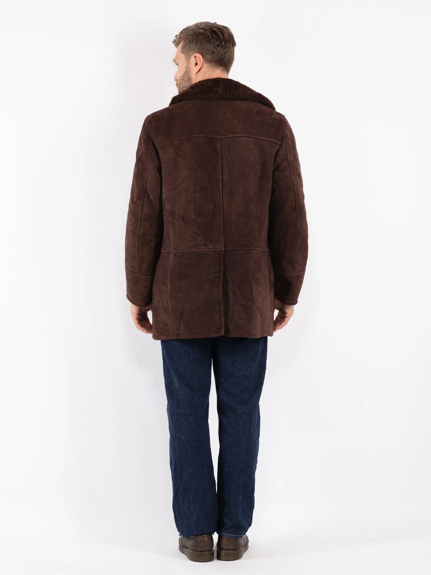 Vintage 70's Men Sheepskin Coat in Brown