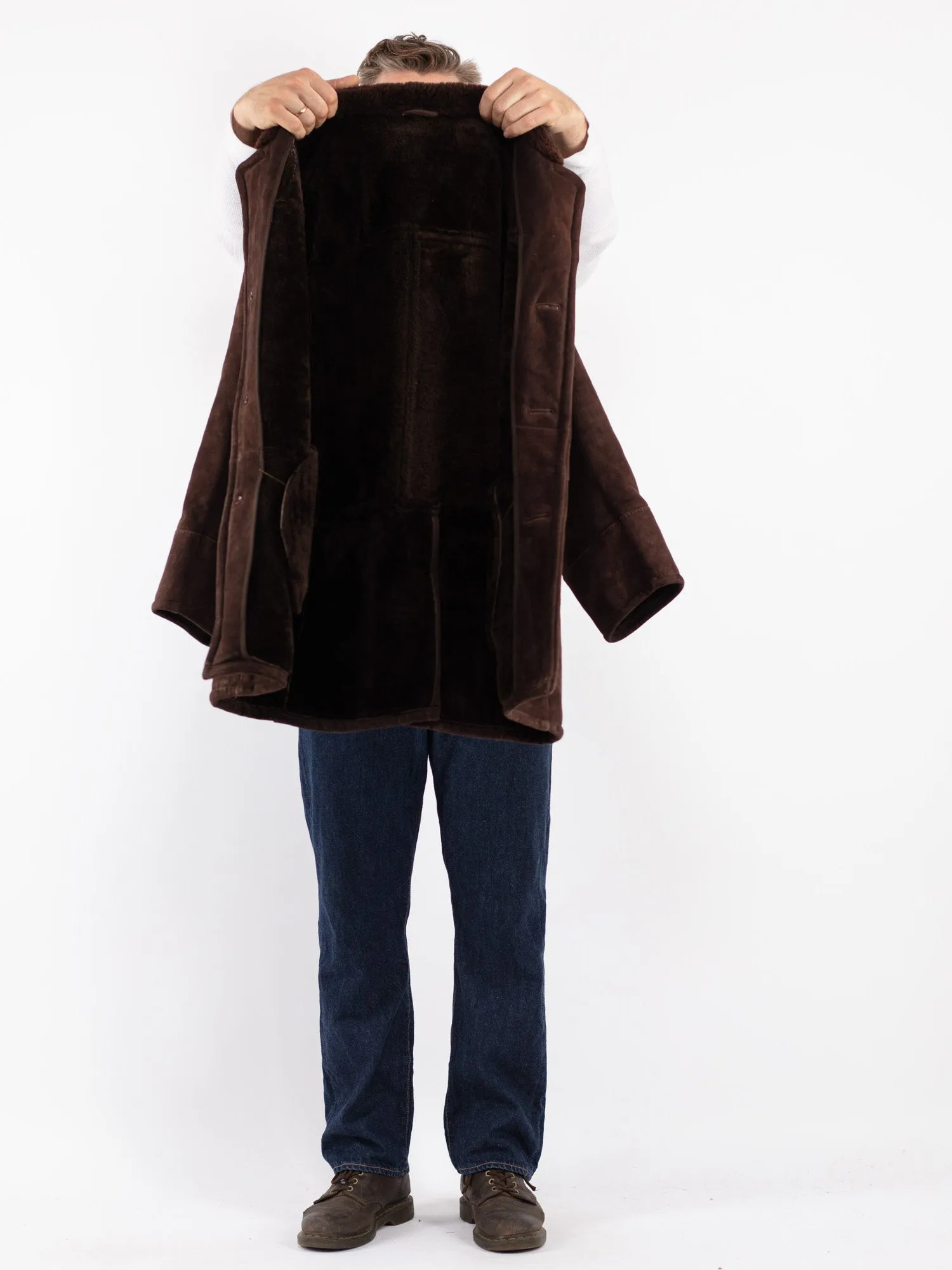 Vintage 70's Men Sheepskin Coat in Brown