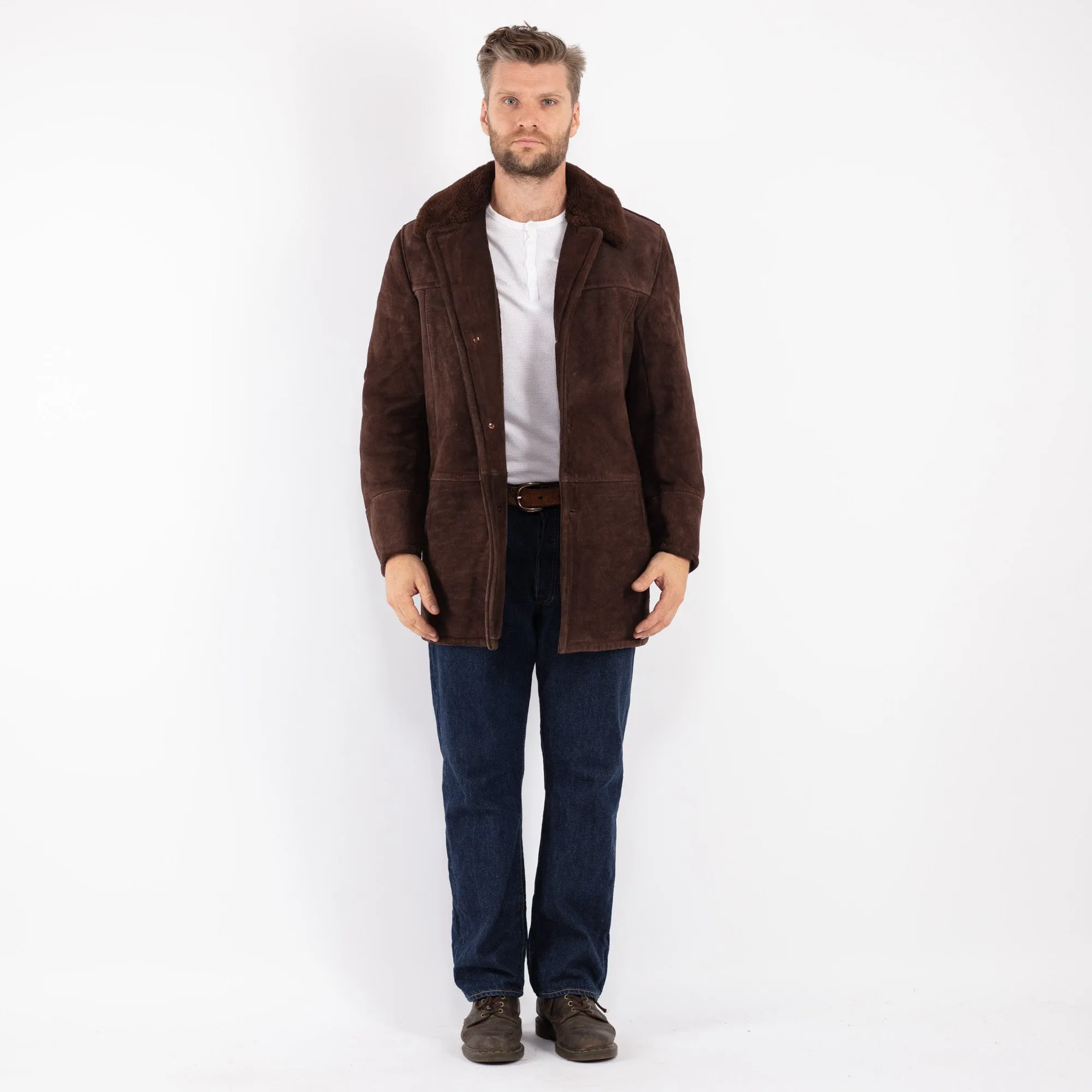 Vintage 70's Men Sheepskin Coat in Brown