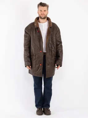 Vintage 90's Men Sheepskin Coat in Brown