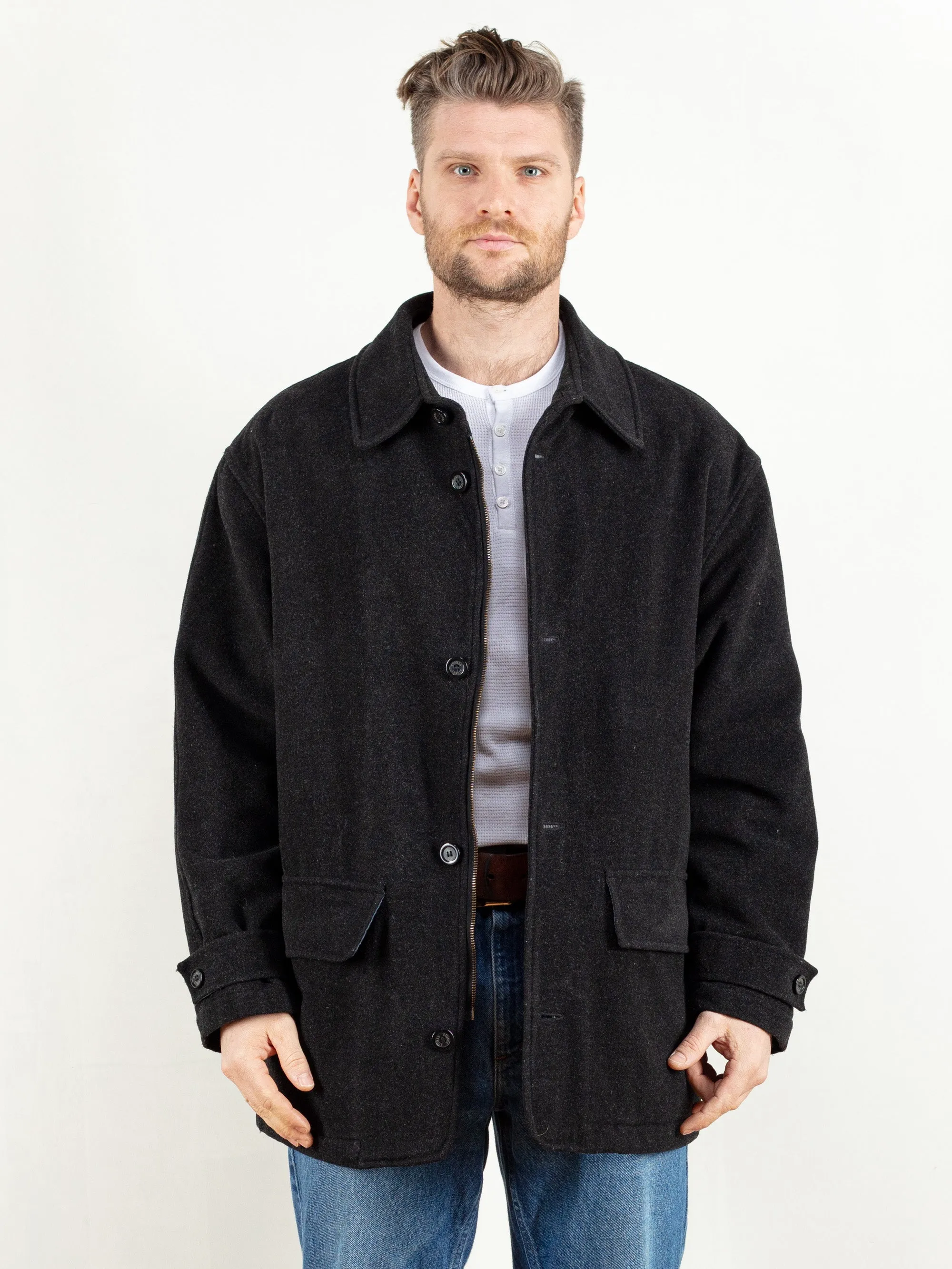 Vintage 90's Men Wool Parka Coat