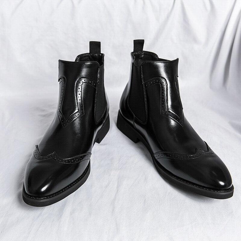 Vintage Classic Luxury Leather Men's Ankle Boots - Chelsea Casual Shoes (RM400)