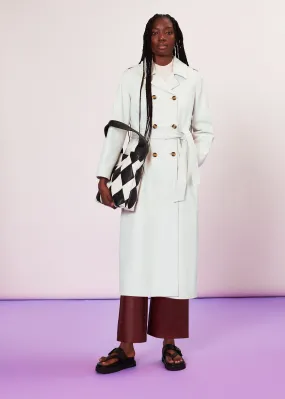 White Gemma Leather Trench Coat