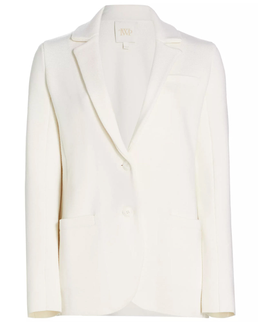 Winter White Knit Boyfriend Blazer