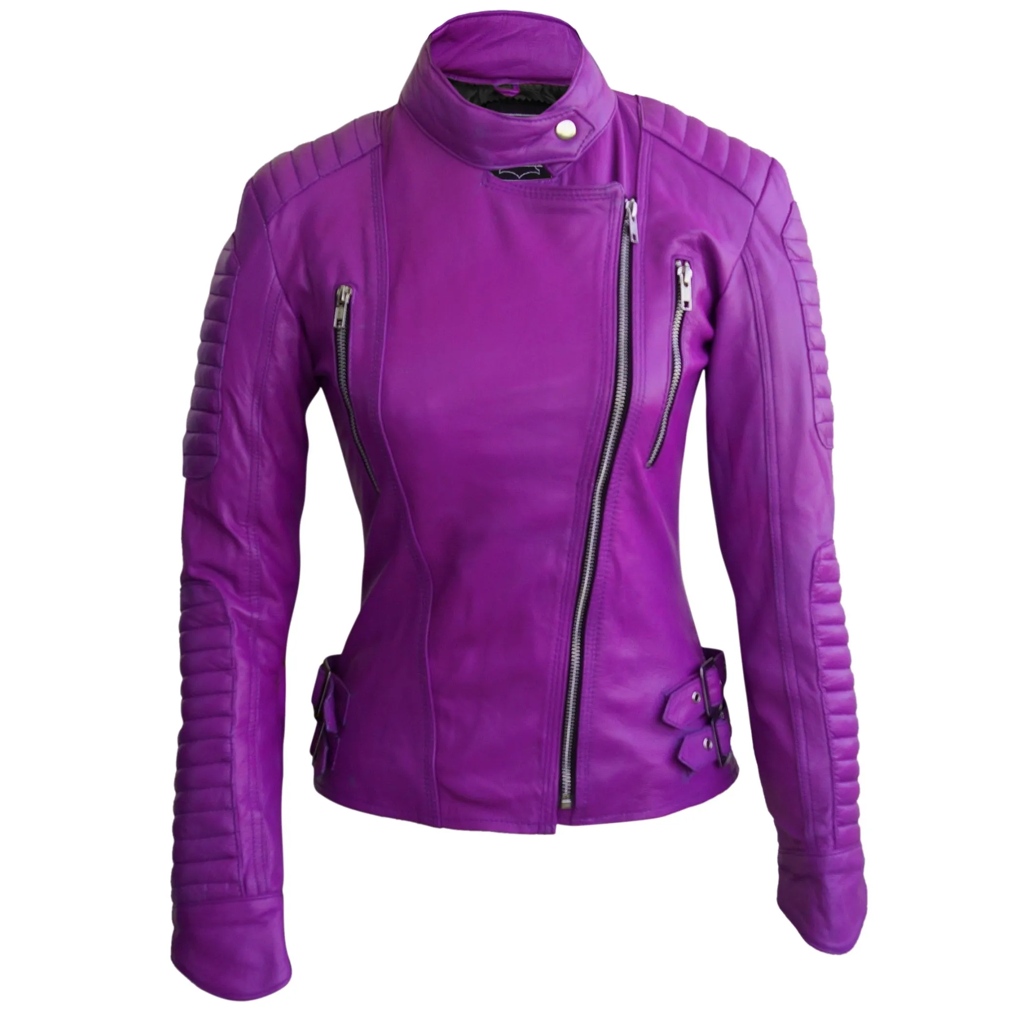 Women Purple Brando Leather Jacket - Leather Skin Shop