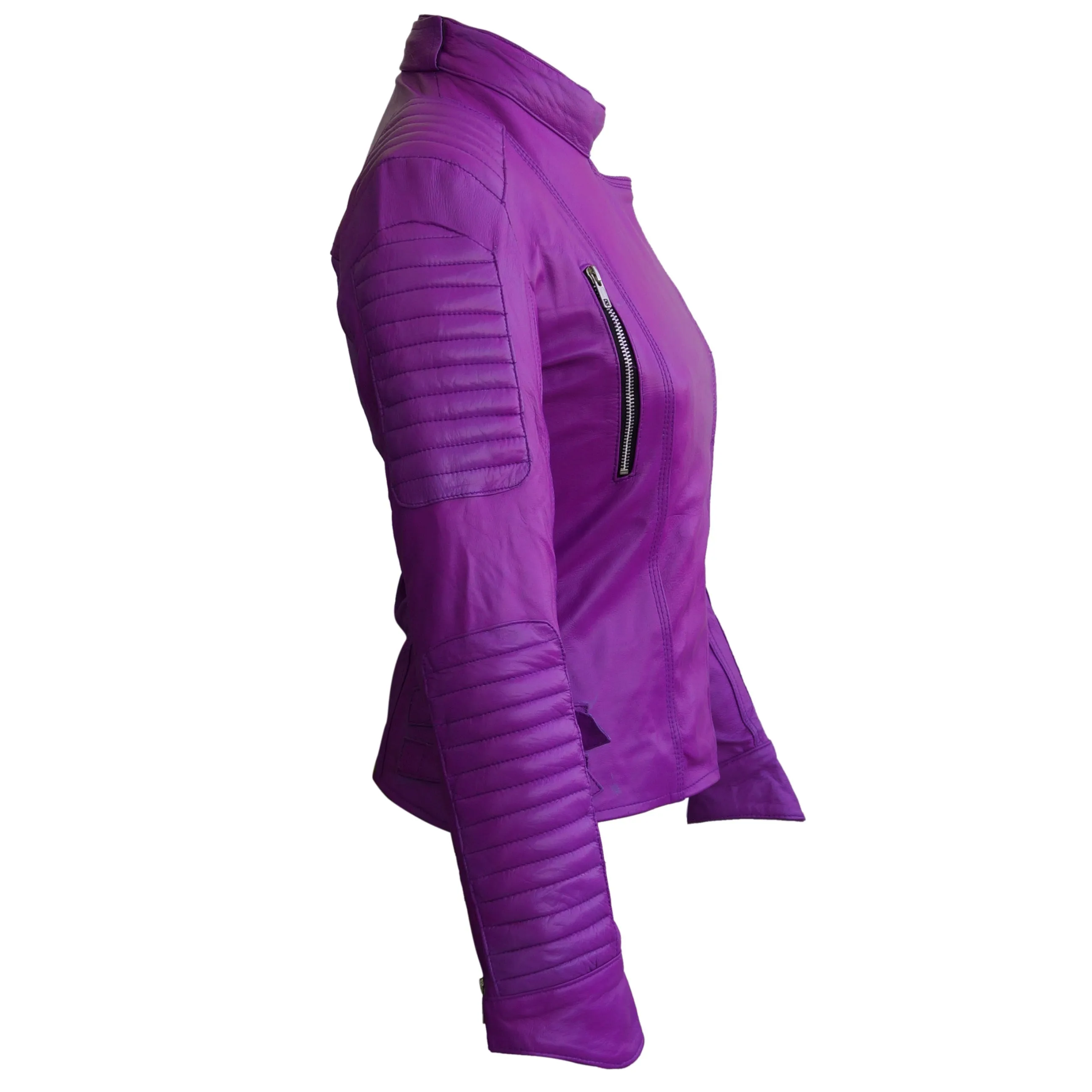 Women Purple Brando Leather Jacket - Leather Skin Shop