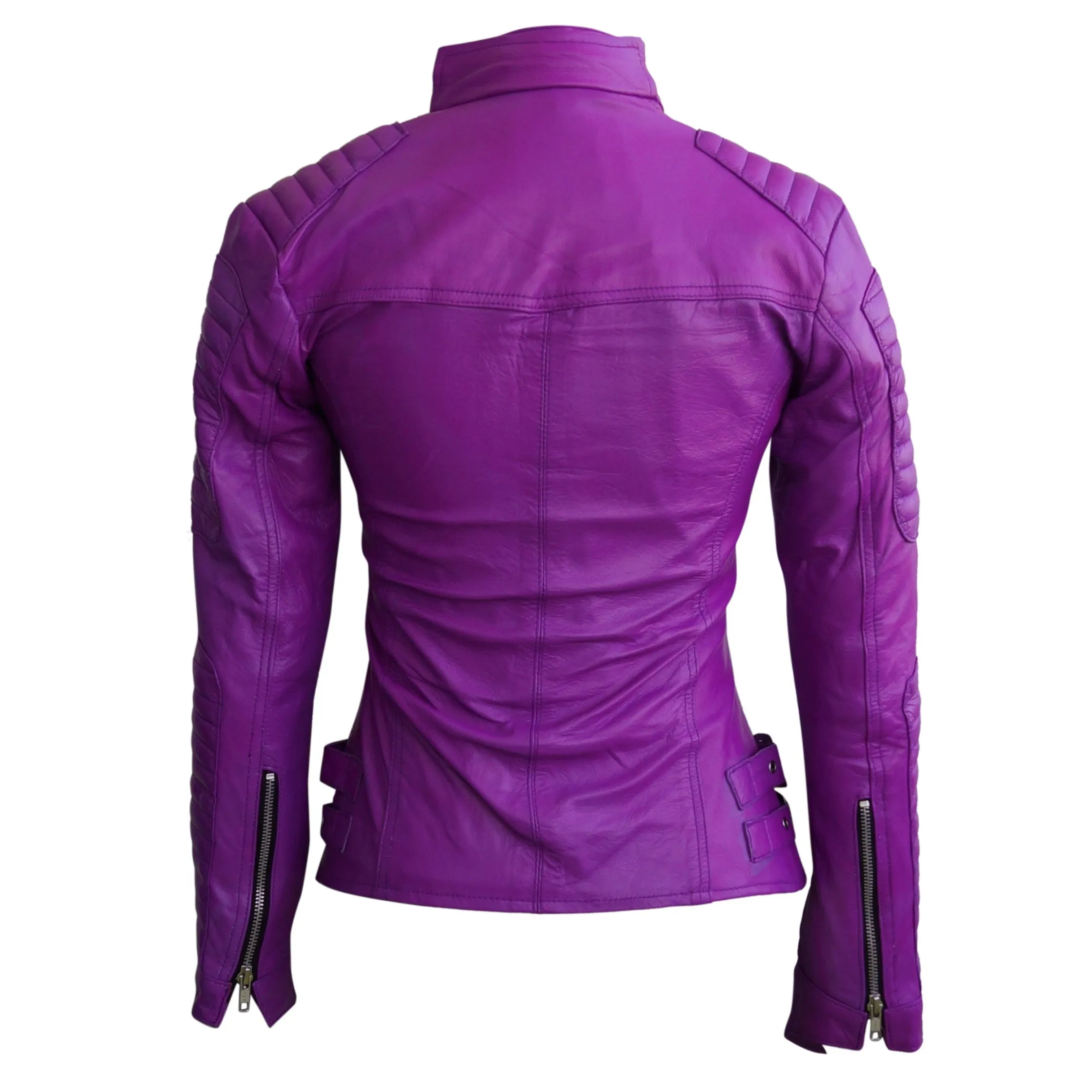 Women Purple Brando Leather Jacket - Leather Skin Shop