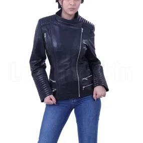 Women’s Black Brando leather jacket - Leather Skin Shop