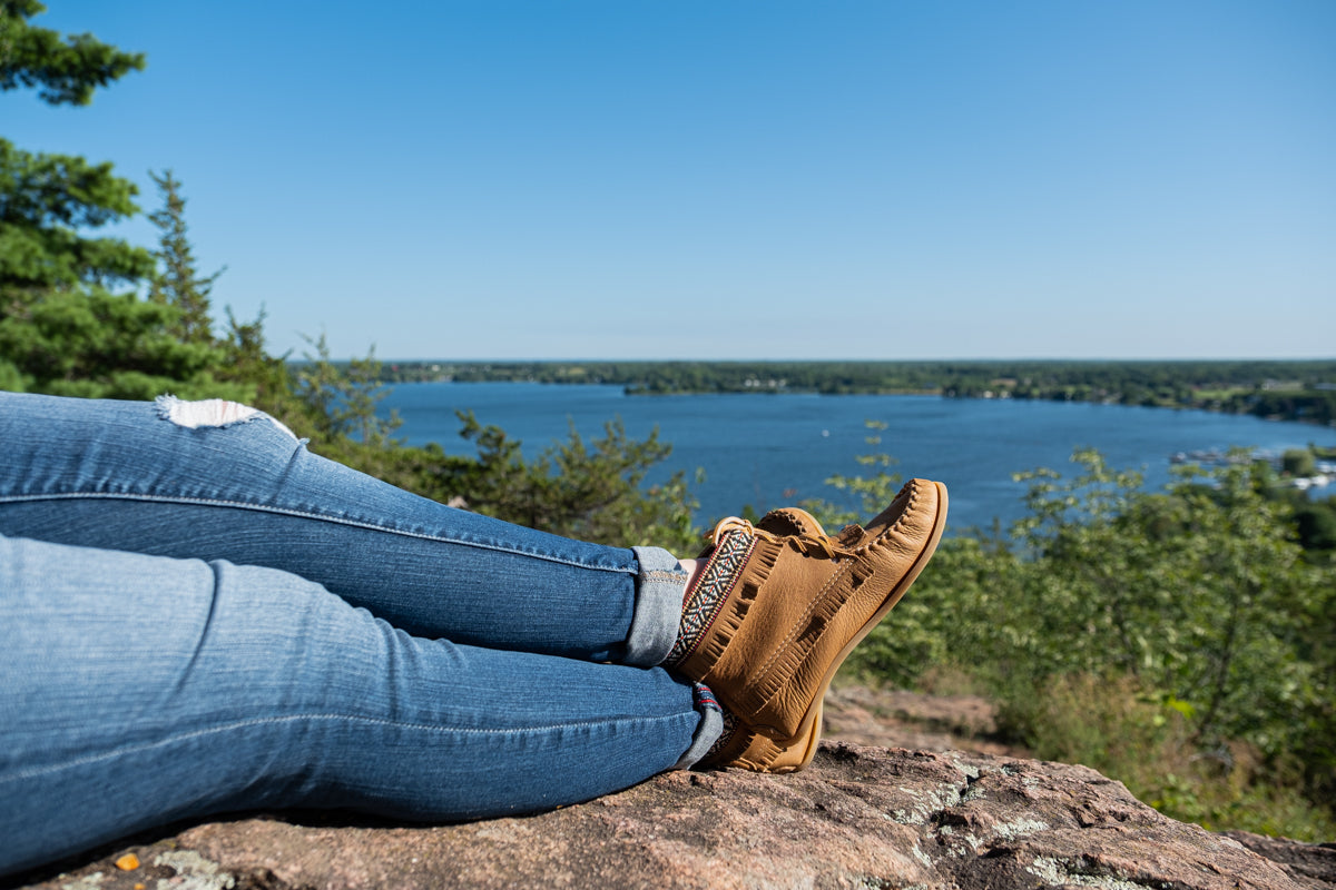 Women's Cork Brown Leather Moccasin Boots