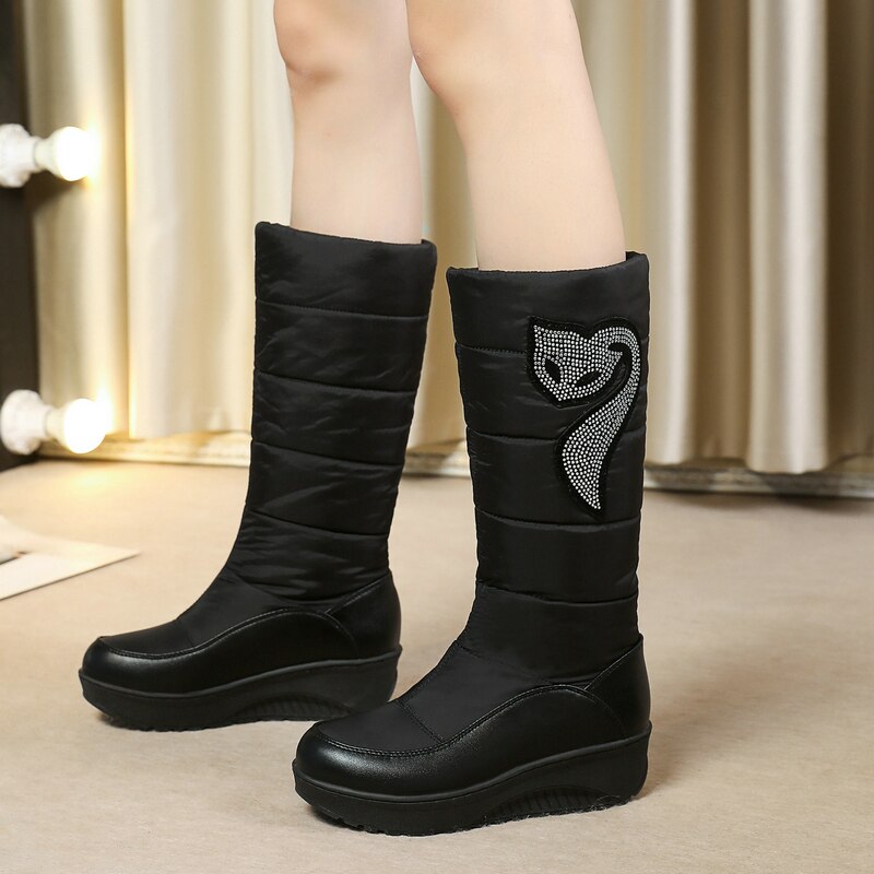 Women's Cozy Snow Warm Thick Sole Round Toe Mid Calf Flat Boots