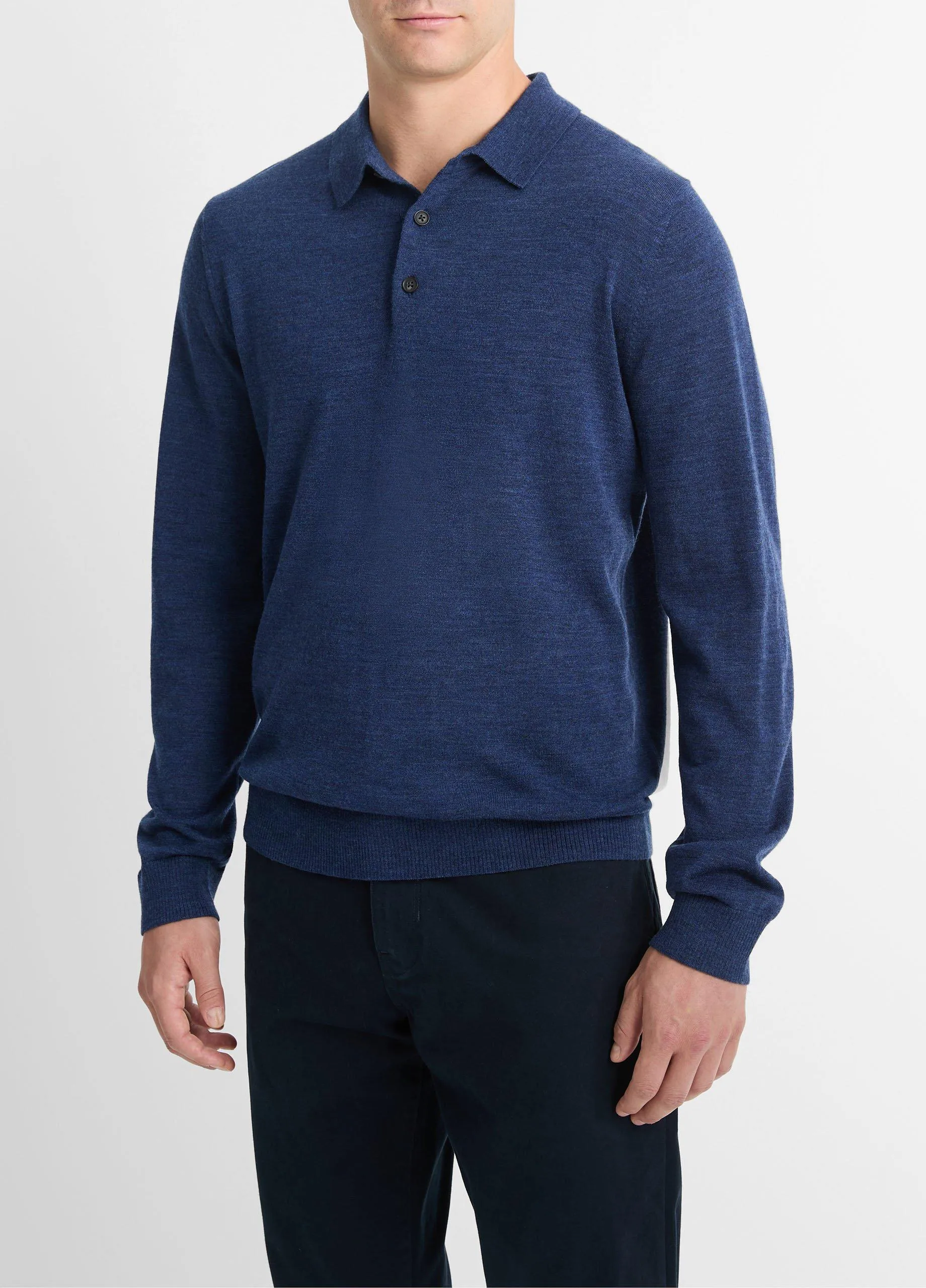 Wool Long-Sleeve Polo Sweater