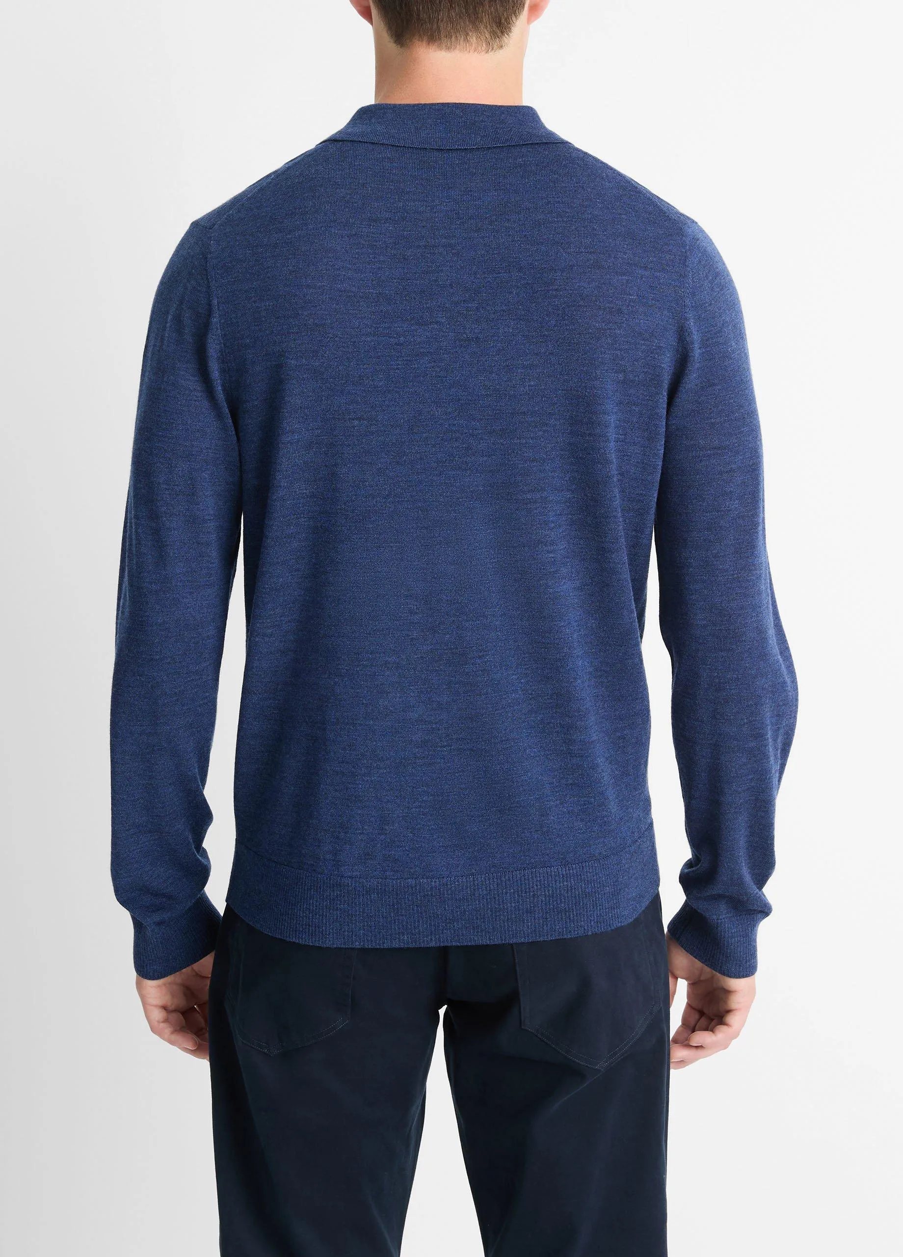 Wool Long-Sleeve Polo Sweater