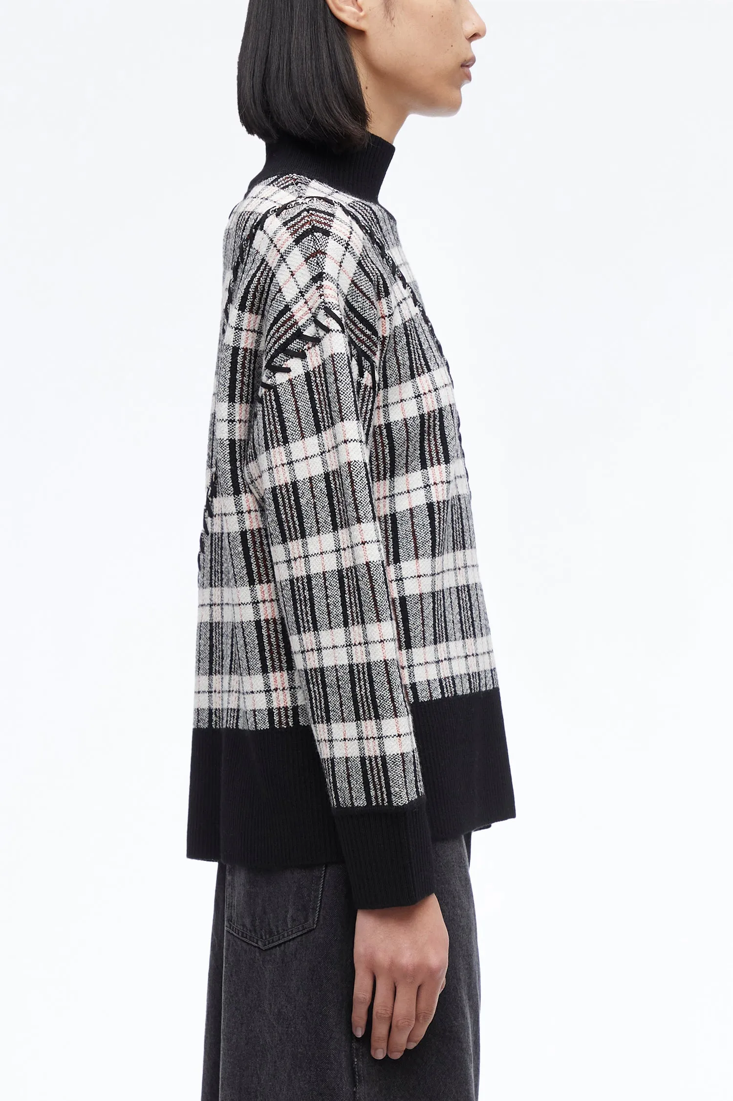 Wool Plaid Jacquard Oversized Sweater