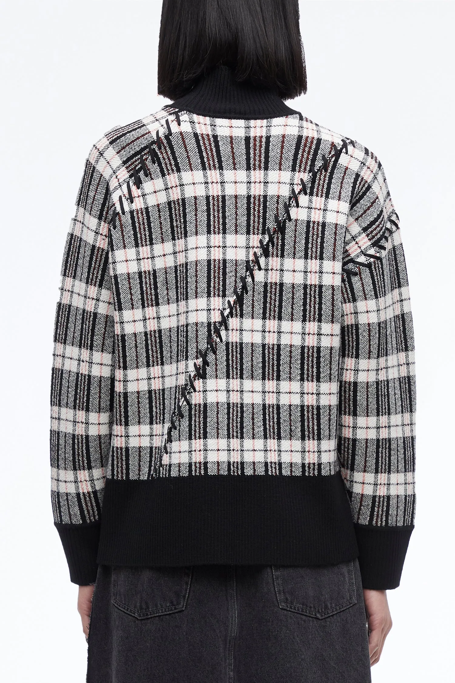 Wool Plaid Jacquard Oversized Sweater