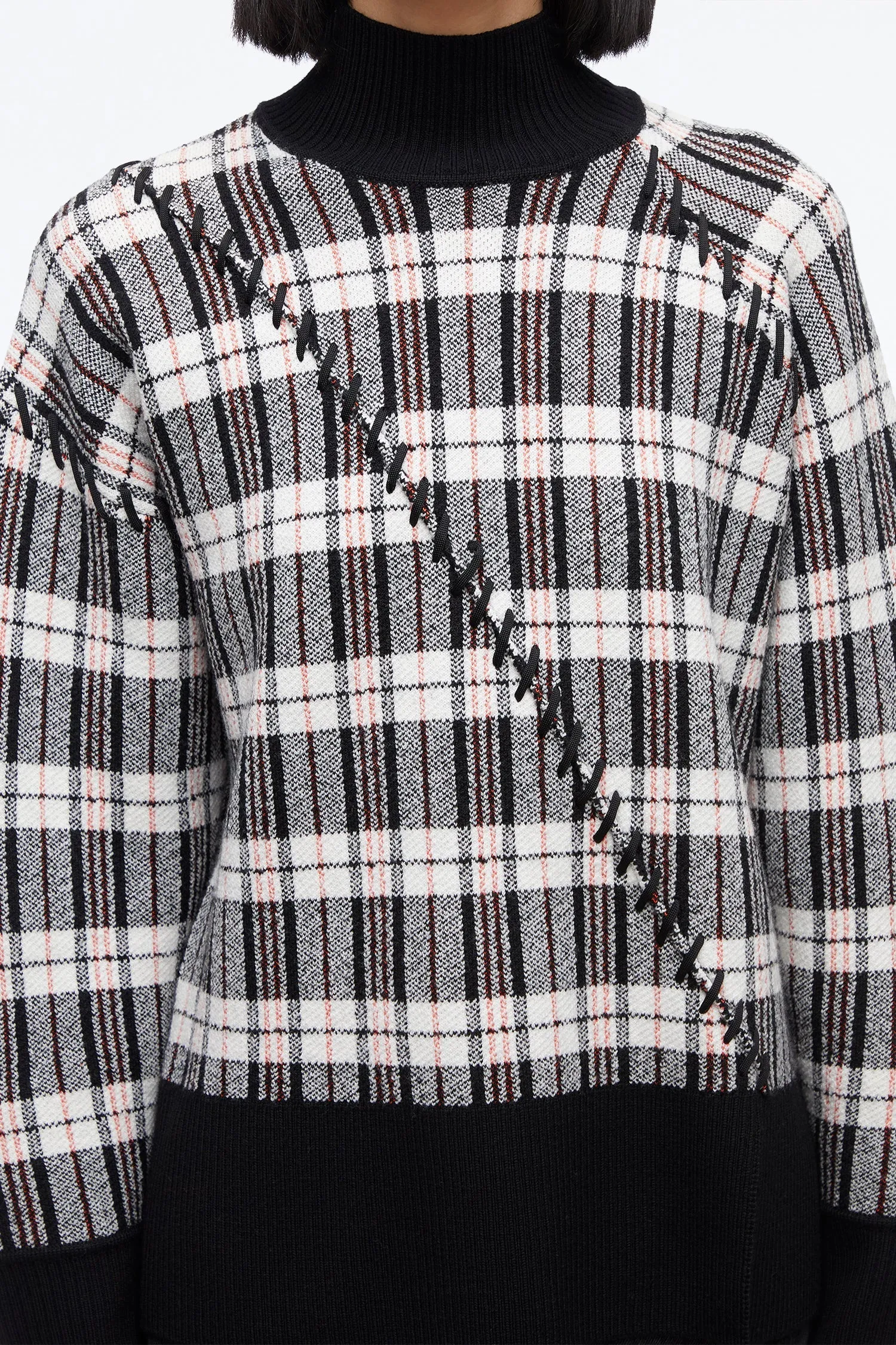 Wool Plaid Jacquard Oversized Sweater