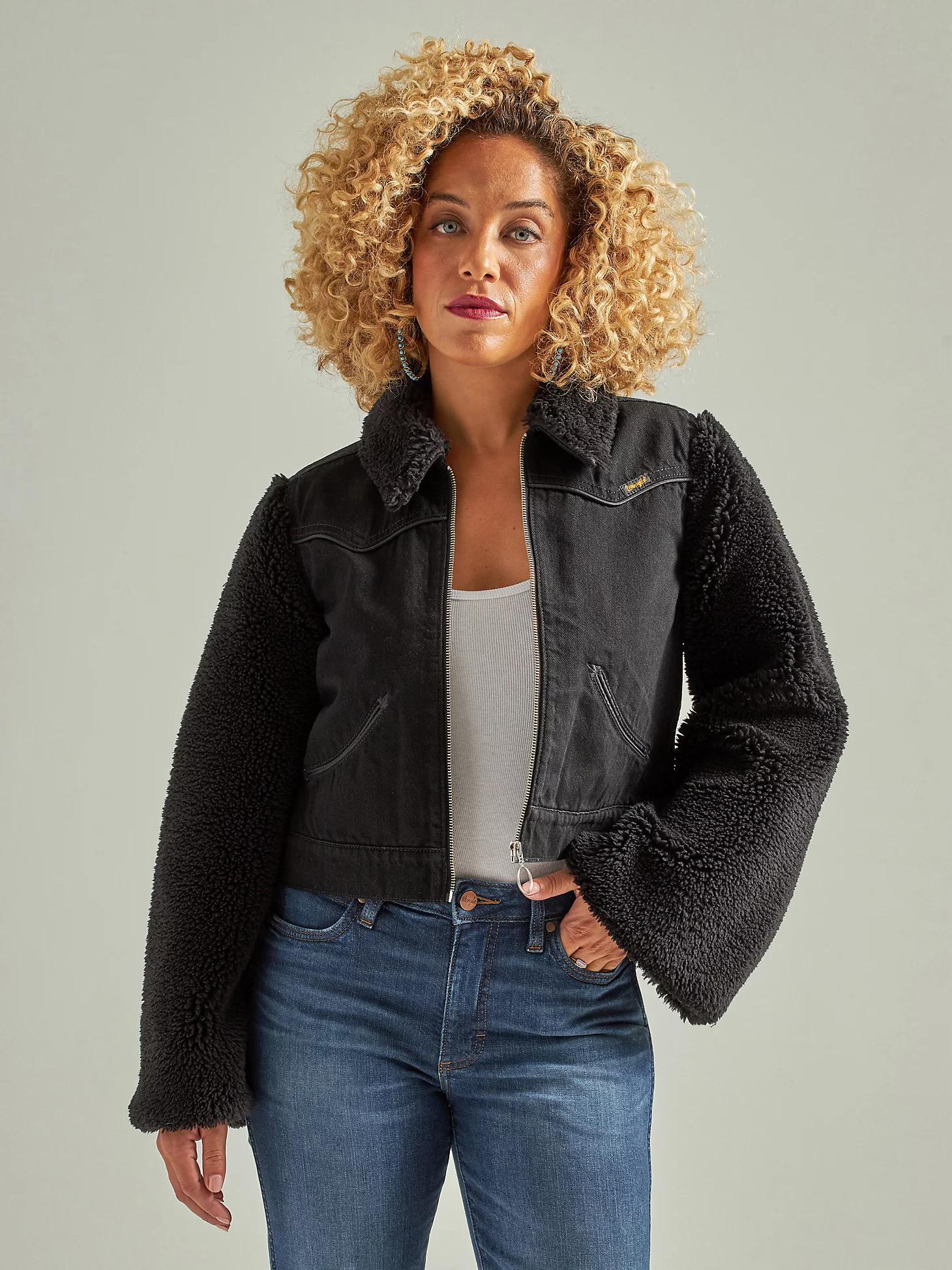 Wrangler Black Denim Sherpa Jacket