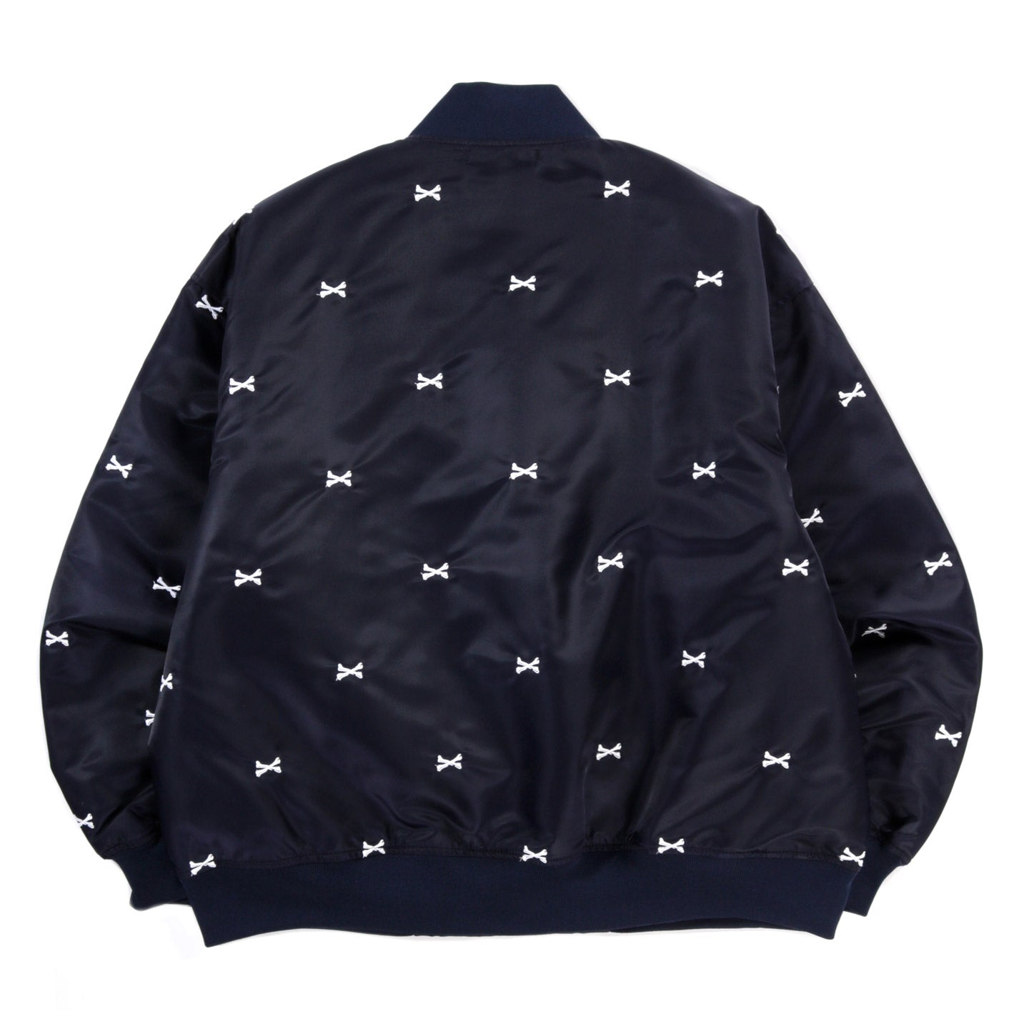 WTAPS TEAM JACKET NAVY NYLON EMB CROSSBONES